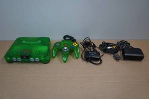 lot 86 image: Nintendo 64 Jungle Green Gaming System with Controller - Expansion Pak