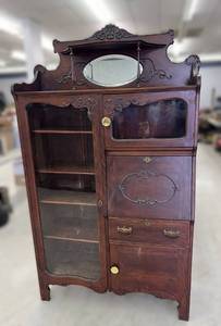 lot 6 image: Victorian Side by Side Secretary Glass Door Cabinet