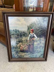 lot 97 image: Girl by a Stream Artwork