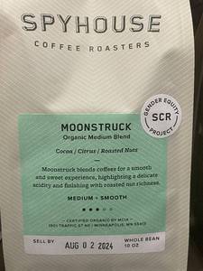 lot 2 image: F1 F2 - Pack of 3 Spyhouse Moonstruck Local Organic Medium Blend Whole Bean Coffee 10oz