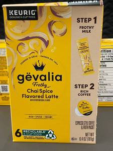 lot 36 image: 2 Back 1.1 - Gevalia Frothy Chai Spice Flavored Latte - 3 Boxes