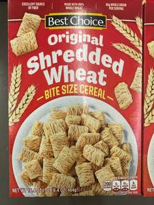 lot 41 image: Lot of 8 Boxes Best Choice Original Shredded Wheat Bite Size Cereal