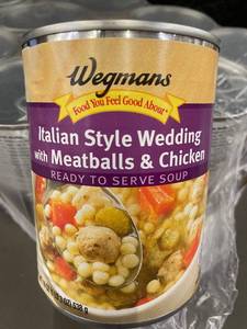 lot 43 image: Wegmans Italian Style Wedding Soup with Meatballs & Chicken - 12-Pack