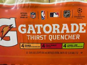 lot 100 image: Gatorade Thirst Quencher 20 oz Bottles - 12 Pack