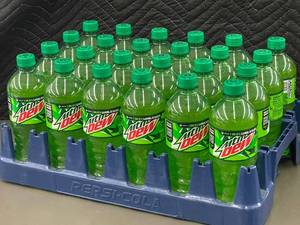 lot 210 image: Lot of 24 Mountain Dew 20 fl oz Bottles