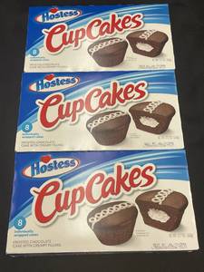 lot 493 image: AS 3 - Lot of 3 Boxes Hostess CupCakes Frosted Chocolate with Creamy Filling