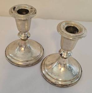 lot 4 image: Pair of Vintage Weighted Sterling Silver Candlesticks