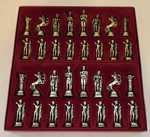 lot 29 image: Marinakis Bros. Cased Chess-Piece Set
