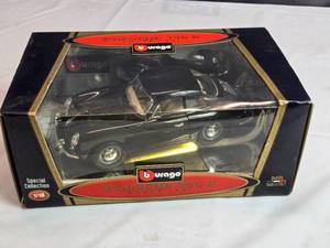 lot 35 image: Bburago 1961 Porsche 356 B Coupe 118 Scale Diecast Model in Black