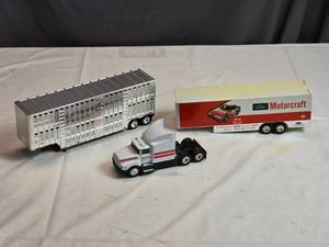 lot 103 image: Bud Moore Engineering Semi Tractor, Livestock Trailer, Ford Motorcraft Trailer