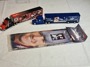 lot 106 image: Lot of 2 Nascar Semi Truck and Trailers - Davey Allison, Rusty Wallace