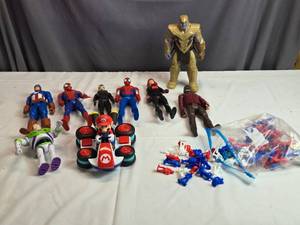 lot 233 image: Spiderman, Captain America, Mario and Other Action Figures and Toys
