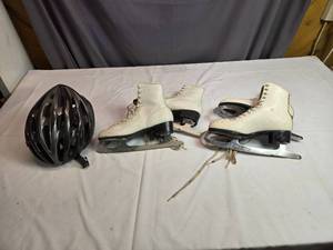 lot 240 image: 2 Pairs of Ice Skates, Bike Helmet