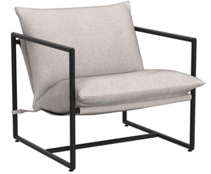 lot 92 image: ZINUS Aidan Sling Accent Chair  Metal Framed Armchair with Shredded Foam Cushioning