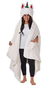lot 101 image: LOT OF 12 Members Mark-Cozy Critter Wrap Unicorn, 43 x 81