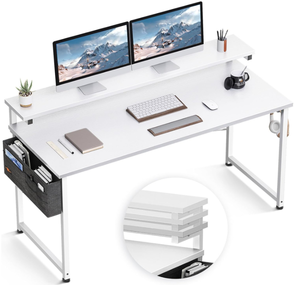 lot 133 image: ODK Computer Desk with Adjustable Monitor Shelves, Home Office Desk with Monitor Stand