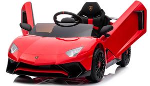 lot 141 image: Kidzone Kids Electric Ride On 12V Licensed Lamborghini Aventador Battery Powered Sports Car Toy with 2 Speeds
