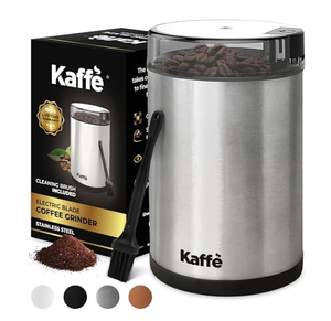 lot 204 image: Kaffe One-Touch Coffee Grinder Electric wCleaning Brush (3 oz) - Stainless Steel