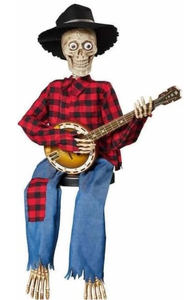lot 211 image: Halloween Skeleton Guitarist with Eyes Glowing, Hilarious Animated Skeletons for Your Halloween Indoor Decor