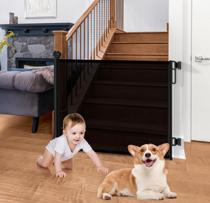 lot 225 image: Wide Retractable Baby Gates for Doorways, Stairs, Hallways, IndoorOutdoor