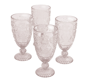 lot 228 image: 4PCS The Pioneer Woman Amelia Glass 14.7-Ounce Rose Tea Goblets