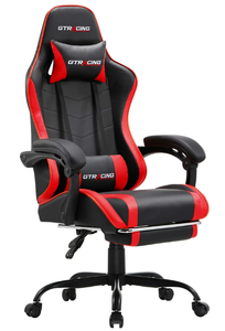 lot 250 image: GTRACING GTWD-200 Gaming Chair with Footrest, Height Adjustable Office Swivel Recliner