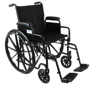 lot 539 image: Equate Lightweight Foldable Steel Wheelchair with 18 Seat and Swing-Away Footrests
