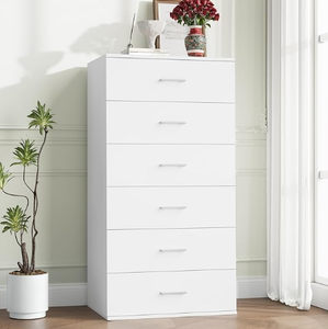 lot 554 image: FOTOSOK 6 Drawer Dresser White Dresser