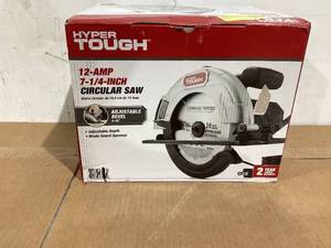 lot 506 image: Hyper Tough New Condition 12 Amp Corded 7-14 Circular Saw with Steel Plate Shoe