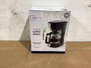 lot 508 image: Mainstays Black 12-Cup Coffee Maker with Removable Filter Basket
