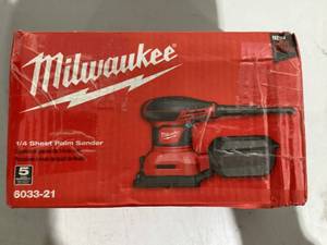 lot 513 image: Milwaukee 3 Amp 14 Sheet Corded Palm Sander