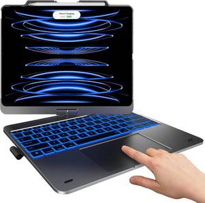 lot 78 image: typecase Touch Keyboard for iPad Pro 12.9, 360° Rotatable, Trackpad, 11 Colors Backlit with Pencil Holder - Space Gray