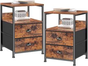 lot 189 image: Furologee Set of 2 Nightstand, Rustic Brown