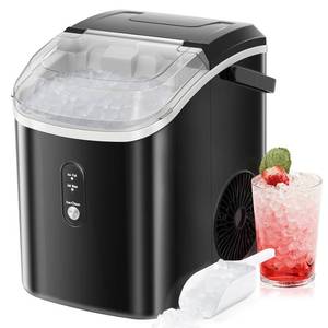 lot 191 image: Nugget Countertop Ice Maker with Soft Chewable Pellet Ice, Black