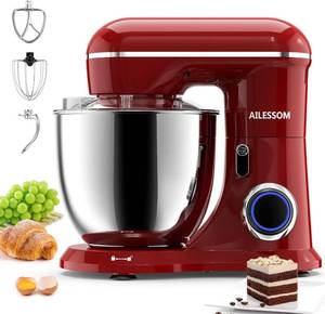 lot 196 image: Ailessom Stand Mixer,6.5-QT 660W 10-Speed Tilt-Head Food Mixer, Red