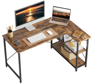 lot 150 image: Bestier Small L Shaped Desk with Shelves Reversible Corner Computer Desk