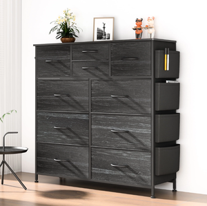 lot 154 image: GIKPAL 10 Drawer Dresser, Chest of Drawers for Bedroom with Side Pockets and Hooks