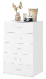 lot 164 image: TTVIEW 5 Drawer Dresser Chest, Freestanding Dresser Storage Tower with Metal Handles