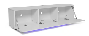 lot 178 image: Hommpa Modern LED White TV Stand with 3-Storage Cabinets Fits TVs up to 65