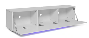 lot 179 image: Hommpa Modern LED White TV Stand with 3-Storage Cabinets Fits TVs up to 65