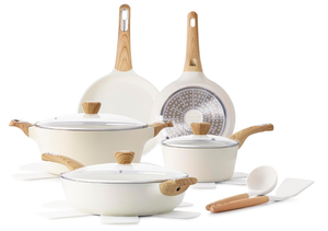 lot 182 image: 17PCS SENSARTE Nonstick Ceramic Cookware Sets, Pots and Pans Set Nonstick