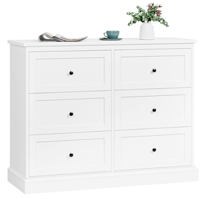 lot 258 image: FOTOSOK White Dresser, 6 Drawer Dresser White