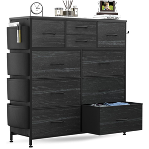 lot 492 image: Gikpal Dresser for Bedroom with 10 Drawers, Chest of Drawers, Fabric Storage Tower with Side Pockets and Hooks