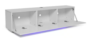 lot 493 image: Hommpa Modern LED White TV Stand with 3-Storage Cabinets Fits TVs up to 65