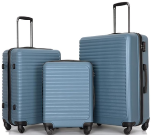 lot 569 image: 3PCS Travelhouse Hard Shell Luggage Set Lightweight Carry-On with Silent Airplane Spinner Wheels