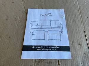lot 12 image: Ovios Outdoor Couch New Vultros 3-Piece High Back with Ottoman