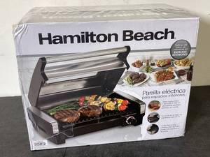 lot 290 image: Hamilton Beach Electric Indoor Searing Grill with Adjustable Temperature Control to 450F