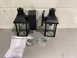 lot 263 image: HIHUOS Porch Lights with GFCI Outlet- Dusk to Dawn Motion Sensor Outdoor Lights, 3 Lighting Modes Exterior Light Fixture(2 PCS)