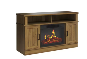 lot 118 image: Northwest TV Stand with Electric Fireplace, Brown