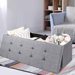 lot 252 image: HW65883SL Sliver Foldable Storage Bench, Metal Frame
